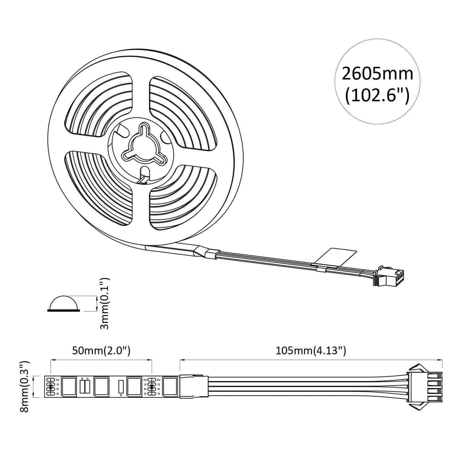 LED-strip 12 pcs Zwart en transparant 2500 mm