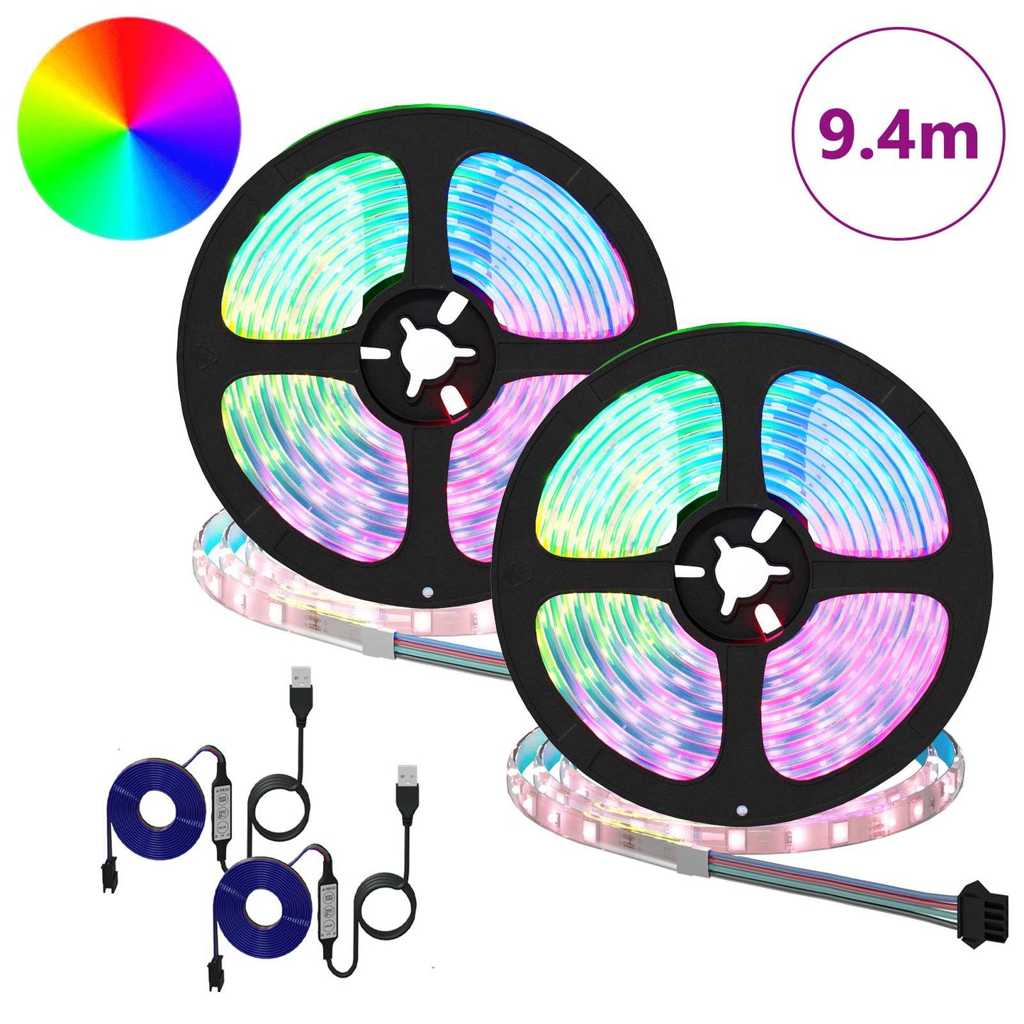LED-strip 4 pcs Zwart en transparant 470 x 0,8 x 0,3 cm
