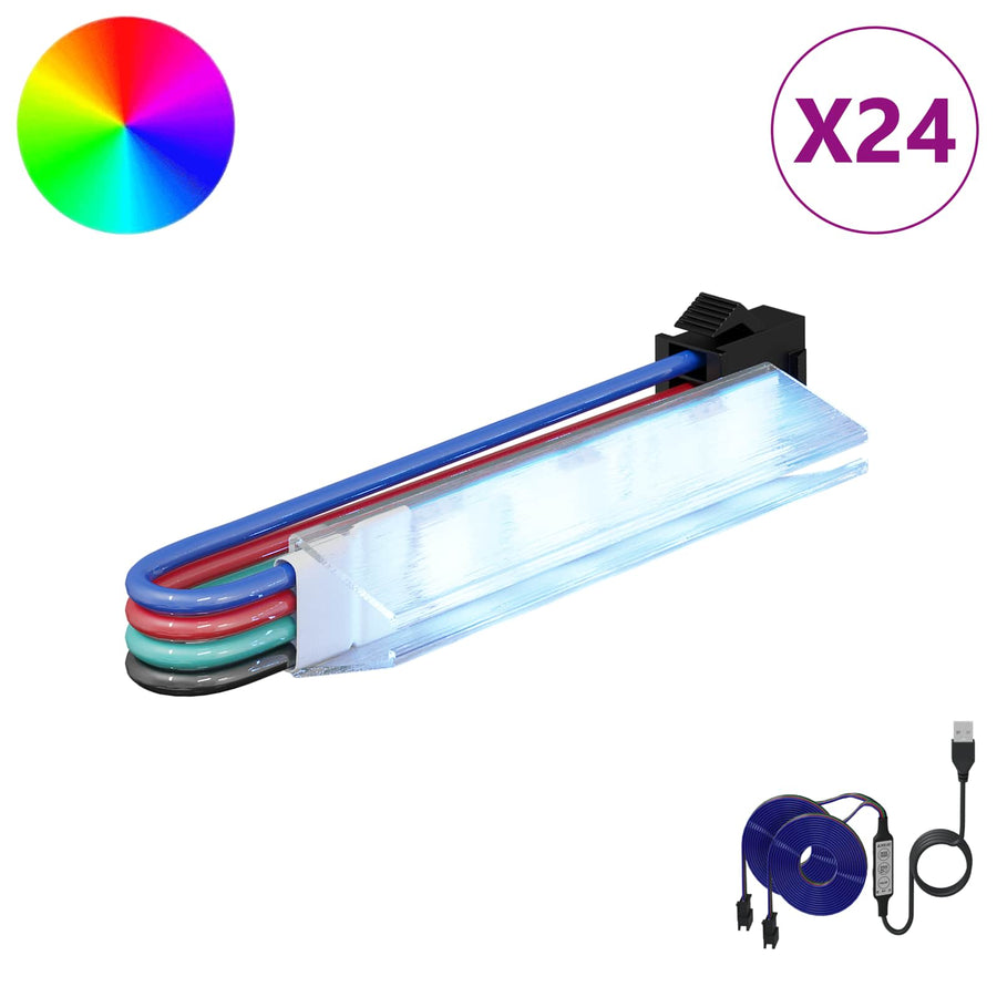 LED-strip 12 pcs Zwart en Multikleur 1745 mm Koper en kunststof