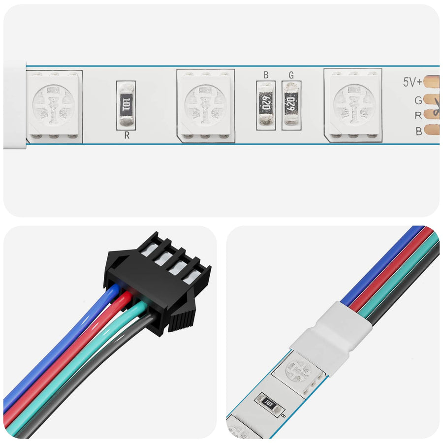 LED-strip 4 pcs Zwart en Multikleur 150 cm Koper en kunststof