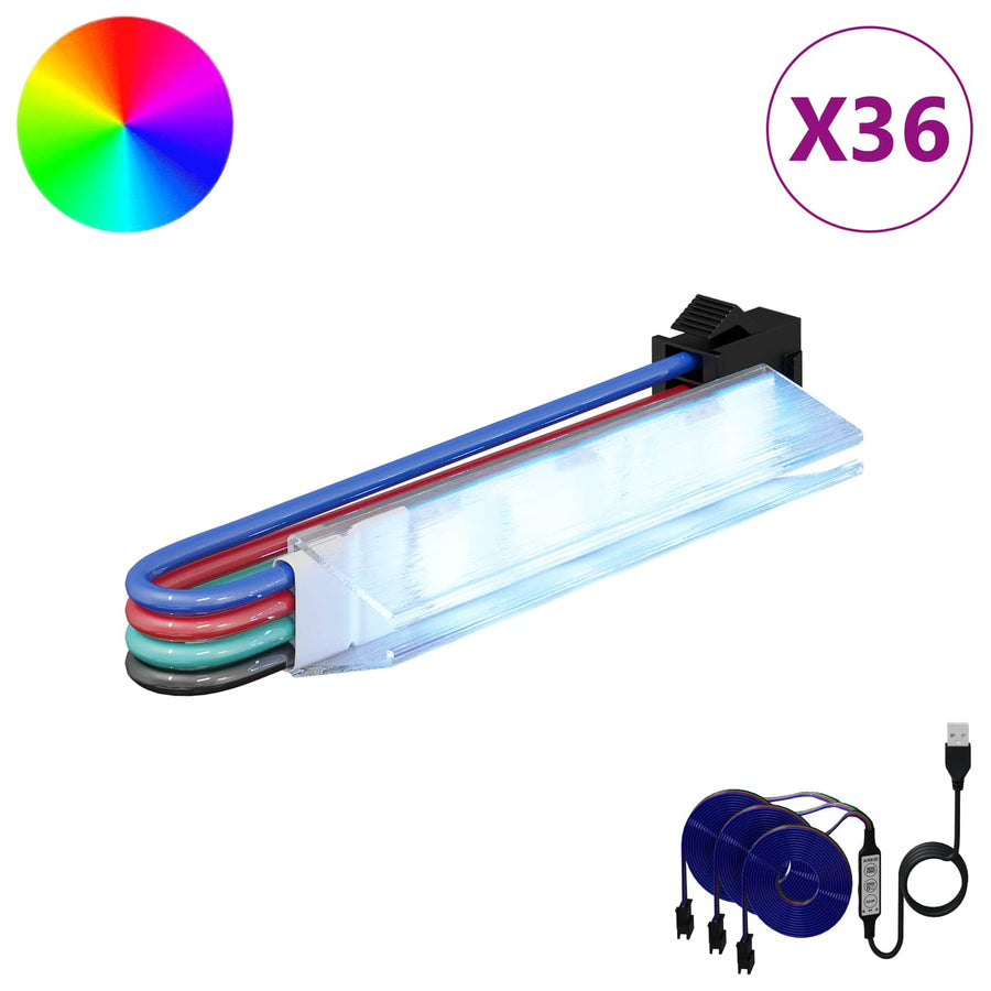 LED-strip 12 pcs Zwart en Multikleur 1745 mm Koper en kunststof
