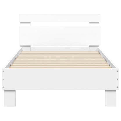 Bed Frame met LED Wit 80 x 200 cm Bewerkt hout