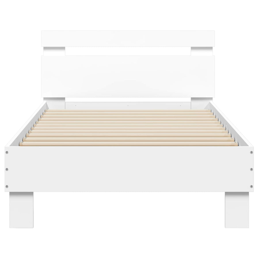 Bed Frame met LED Wit 80 x 200 cm Bewerkt hout