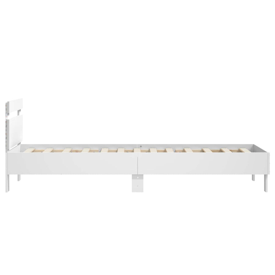 Bed Frame met LED Wit 80 x 200 cm Bewerkt hout