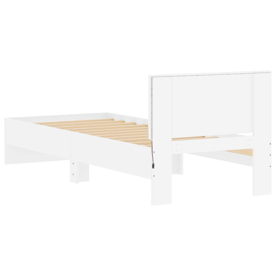 Bed Frame met LED Wit 80 x 200 cm Bewerkt hout