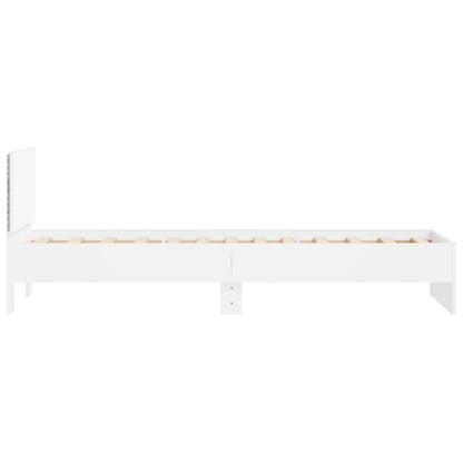 Bed Frame met LED Wit 80 x 200 cm Bewerkt hout