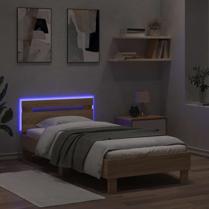 Bed Frame met LED Sonoma Eiken 80 x 200 cm Bewerkt hout