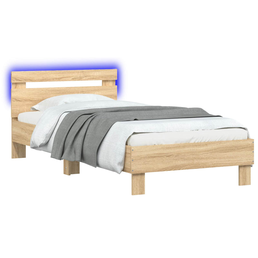 Bed Frame met LED Sonoma Eiken 80 x 200 cm Bewerkt hout