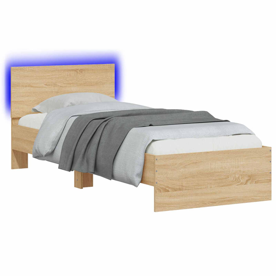 Bed Frame met LED Sonoma Eiken 80 x 200 cm Bewerkt hout