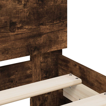 Bed Frame met LED Gerookt eiken 80 x 200 cm Bewerkt hout