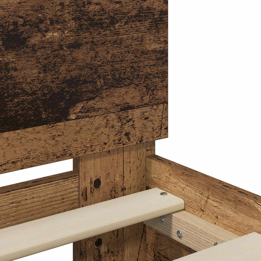 Bed Frame met LED Oud hout 80 x 200 cm Bewerkt hout