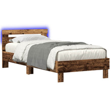 Bed Frame met LED Oud hout 80 x 200 cm Bewerkt hout