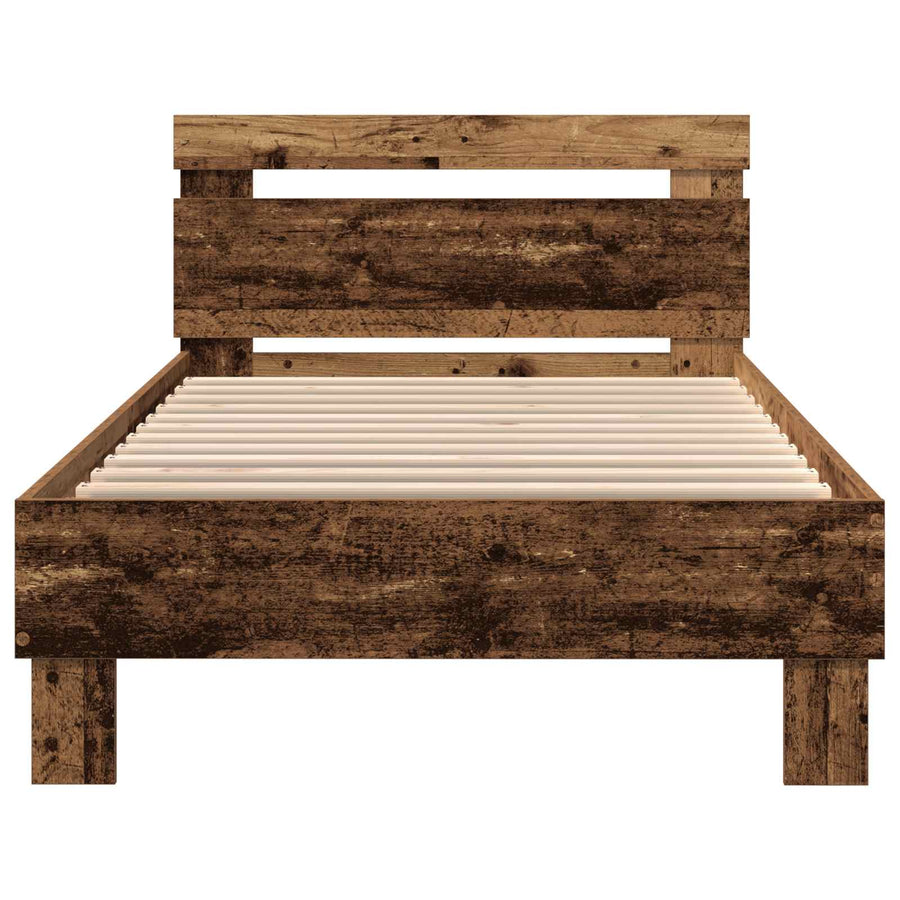Bed Frame met LED Oud hout 80 x 200 cm Bewerkt hout