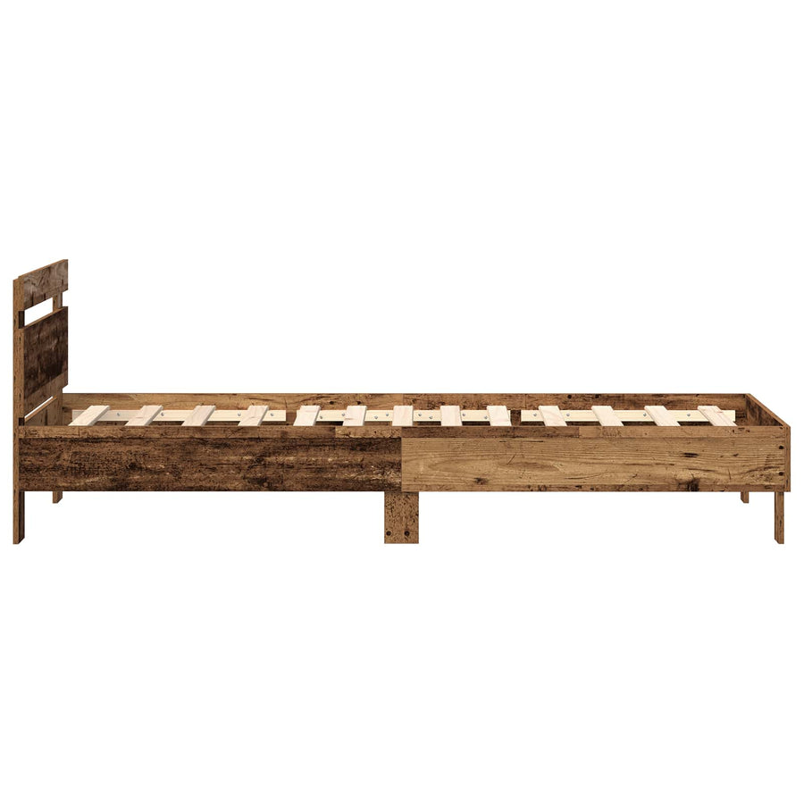 Bed Frame met LED Oud hout 80 x 200 cm Bewerkt hout
