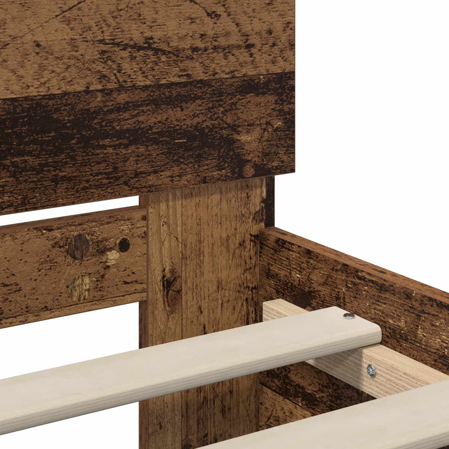 Bed Frame met LED Oud hout 80 x 200 cm Bewerkt hout
