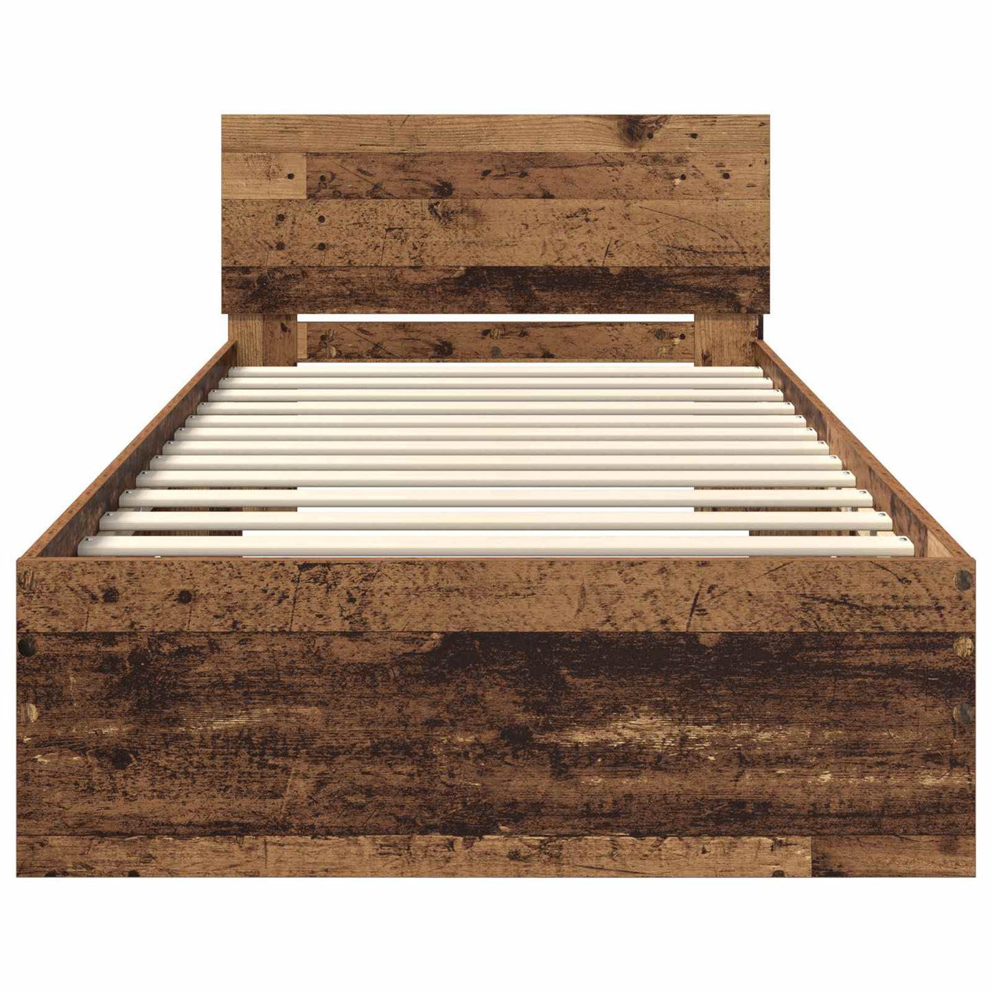 Bed Frame met LED Oud hout 80 x 200 cm Bewerkt hout