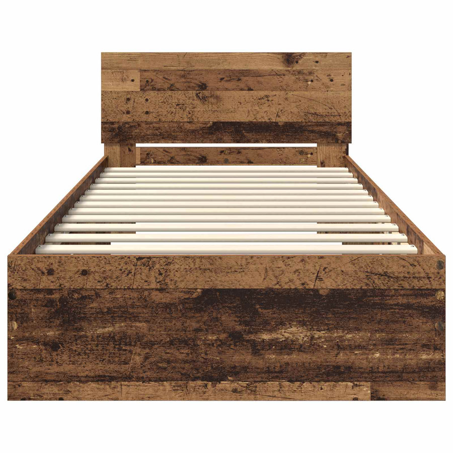 Bed Frame met LED Oud hout 80 x 200 cm Bewerkt hout