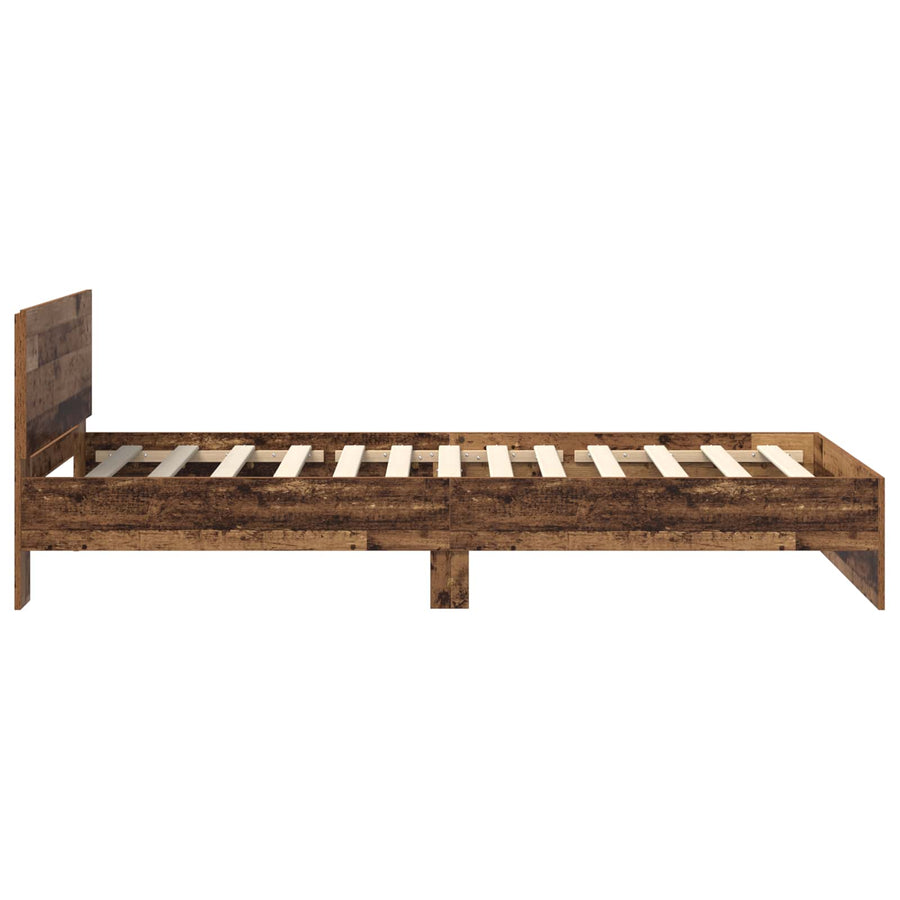 Bed Frame met LED Oud hout 80 x 200 cm Bewerkt hout