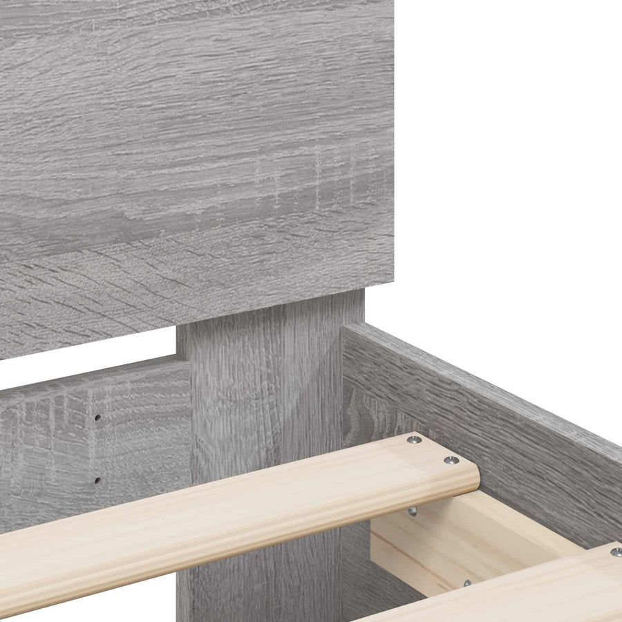 Bed Frame met LED Grijs Sonoma 80 x 200 cm Bewerkt hout