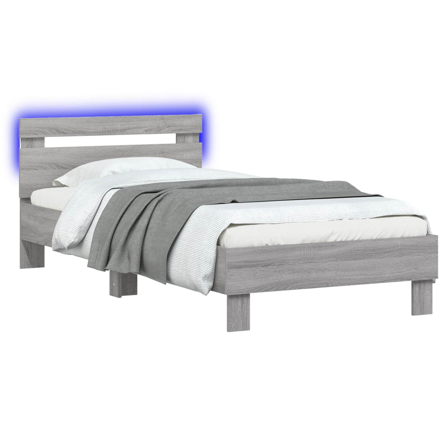 Bed Frame met LED Grijs Sonoma 80 x 200 cm Bewerkt hout