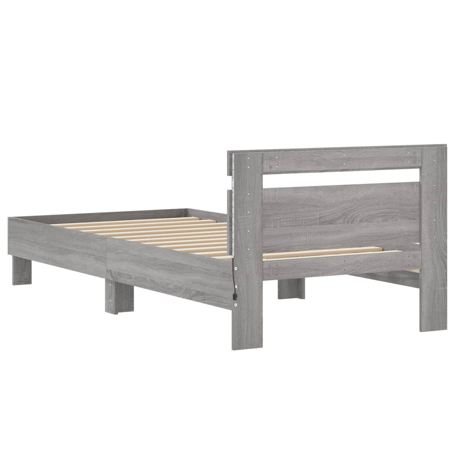Bed Frame met LED Grijs Sonoma 80 x 200 cm Bewerkt hout