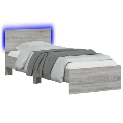 Bed Frame met LED Grijs Sonoma 80 x 200 cm Bewerkt hout