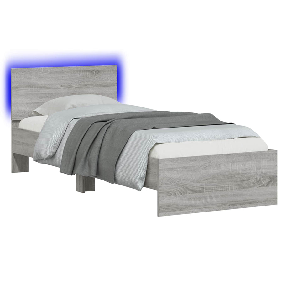 Bed Frame met LED Grijs Sonoma 80 x 200 cm Bewerkt hout