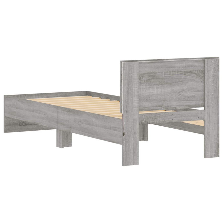 Bed Frame met LED Grijs Sonoma 80 x 200 cm Bewerkt hout