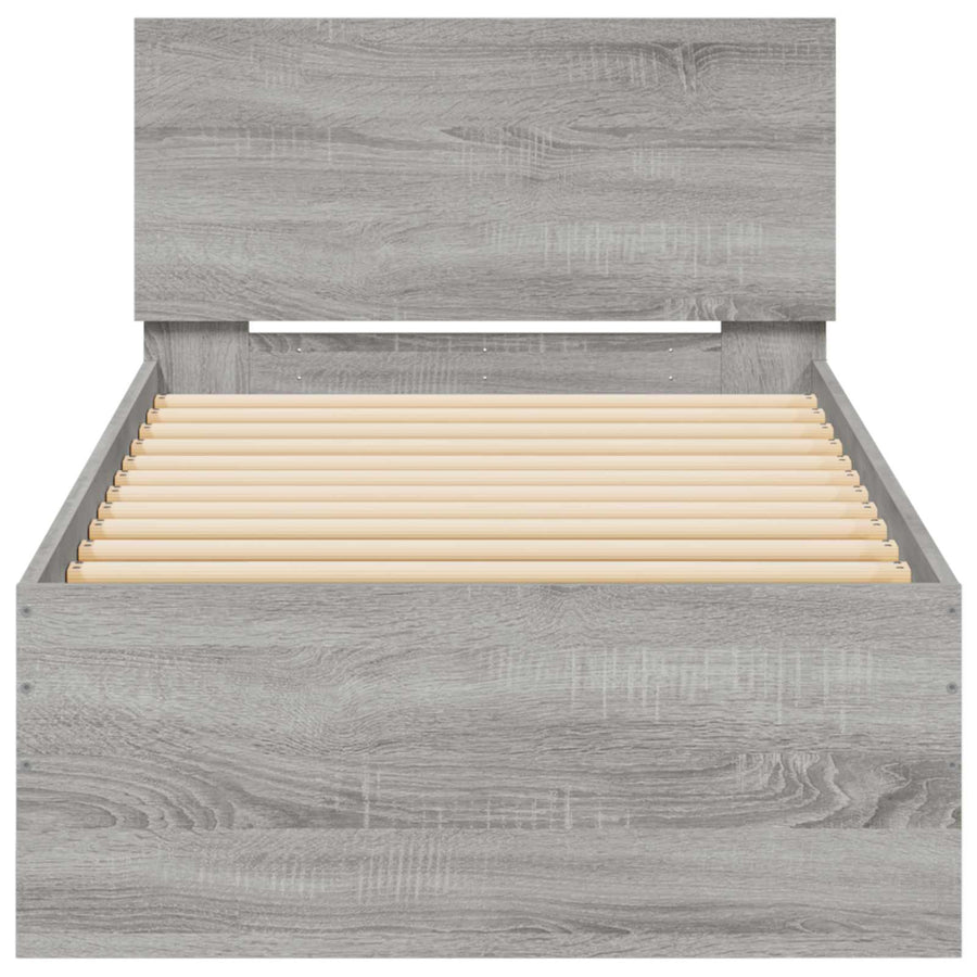 Bed Frame met LED Grijs Sonoma 80 x 200 cm Bewerkt hout