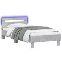 Bed Frame met LED Betongrijs 80 x 200 cm Bewerkt hout