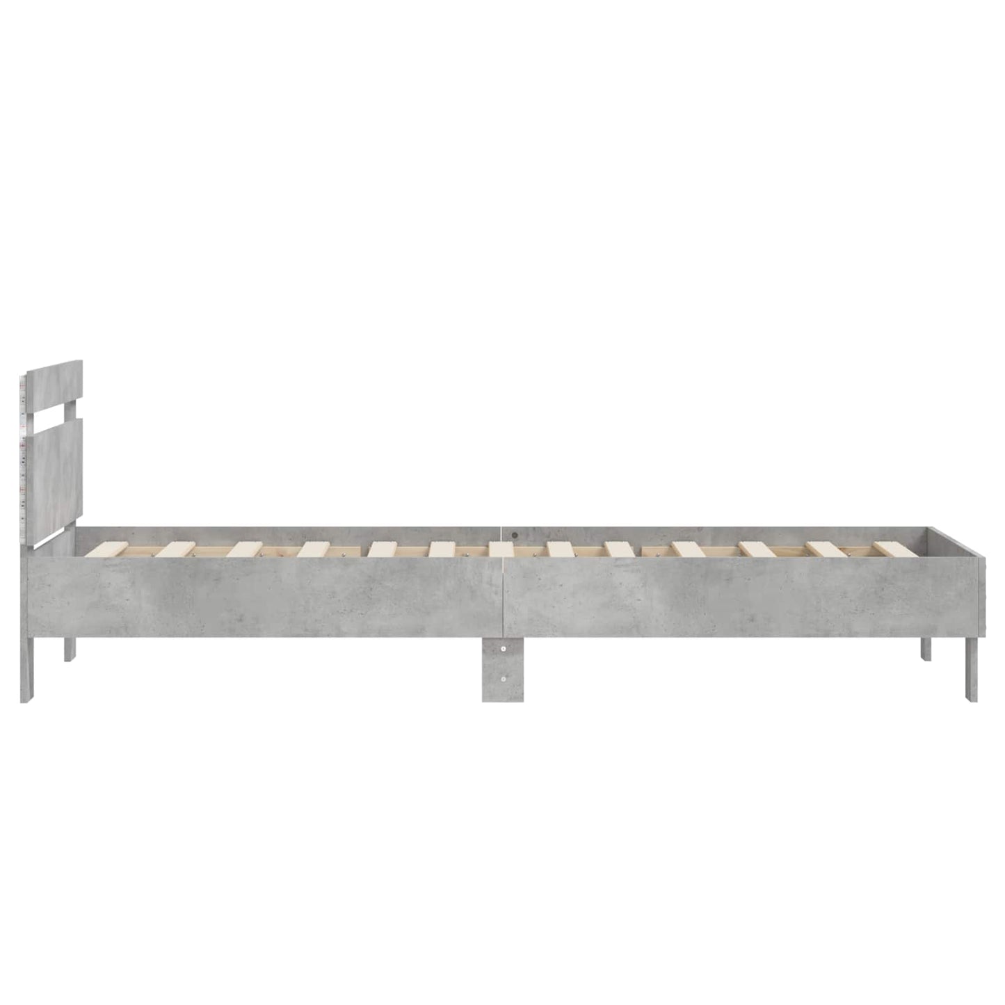 Bed Frame met LED Betongrijs 80 x 200 cm Bewerkt hout