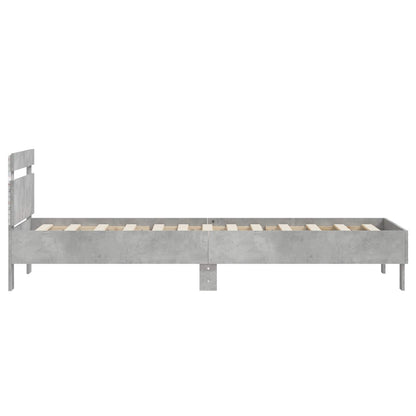 Bed Frame met LED Betongrijs 80 x 200 cm Bewerkt hout