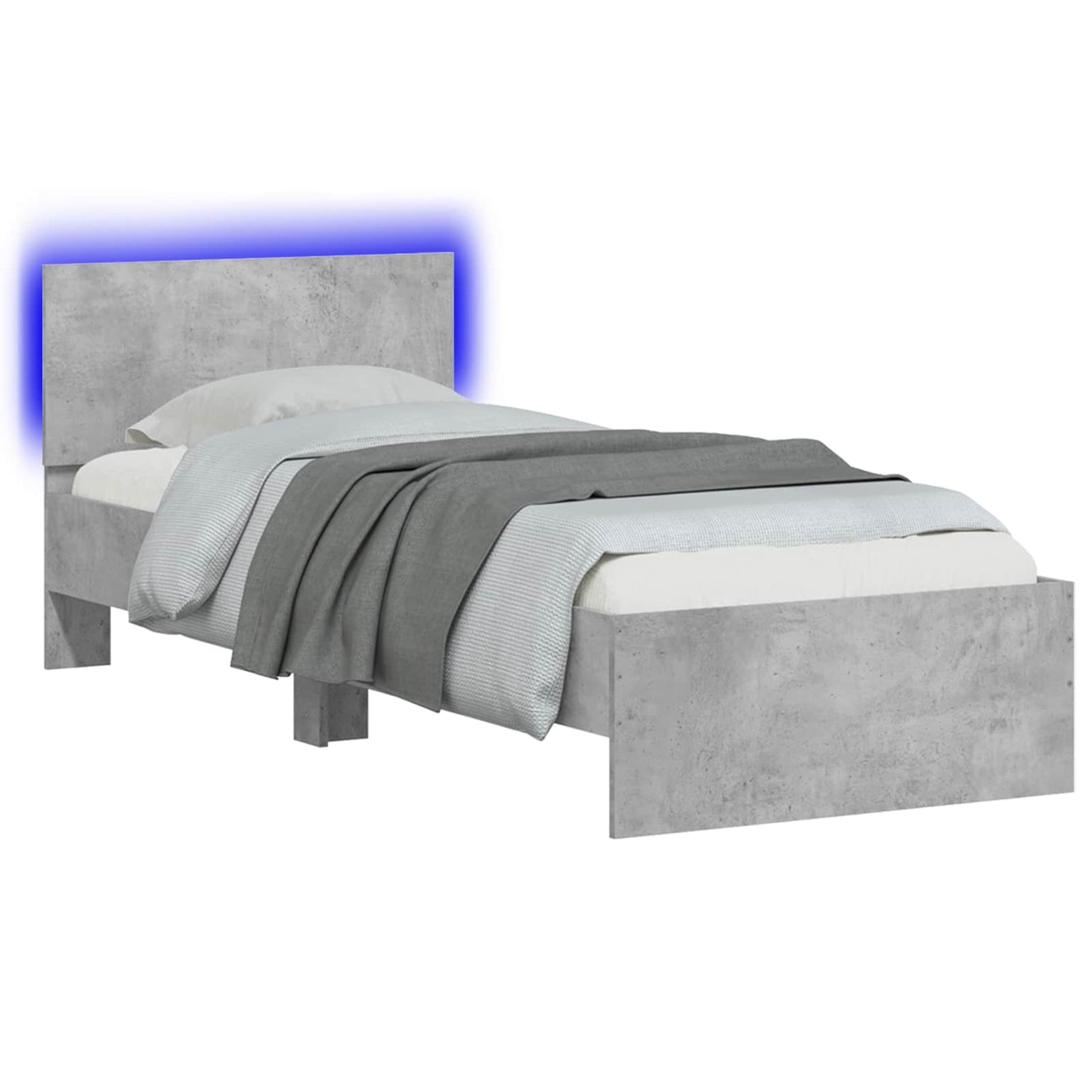 Bed Frame met LED Betongrijs 80 x 200 cm Bewerkt hout
