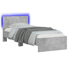 Bed Frame met LED Betongrijs 80 x 200 cm Bewerkt hout
