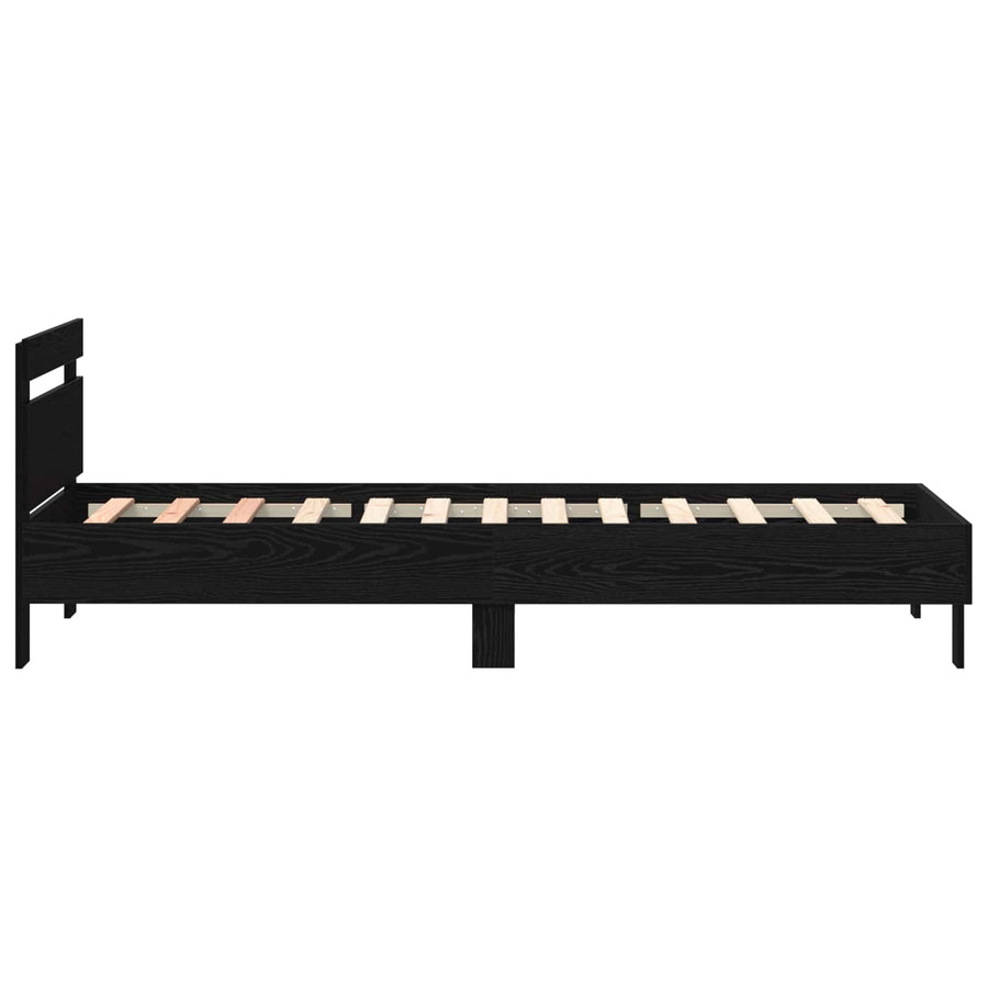 Bed Frame met LED Zwart eiken 80 x 200 cm Bewerkt hout