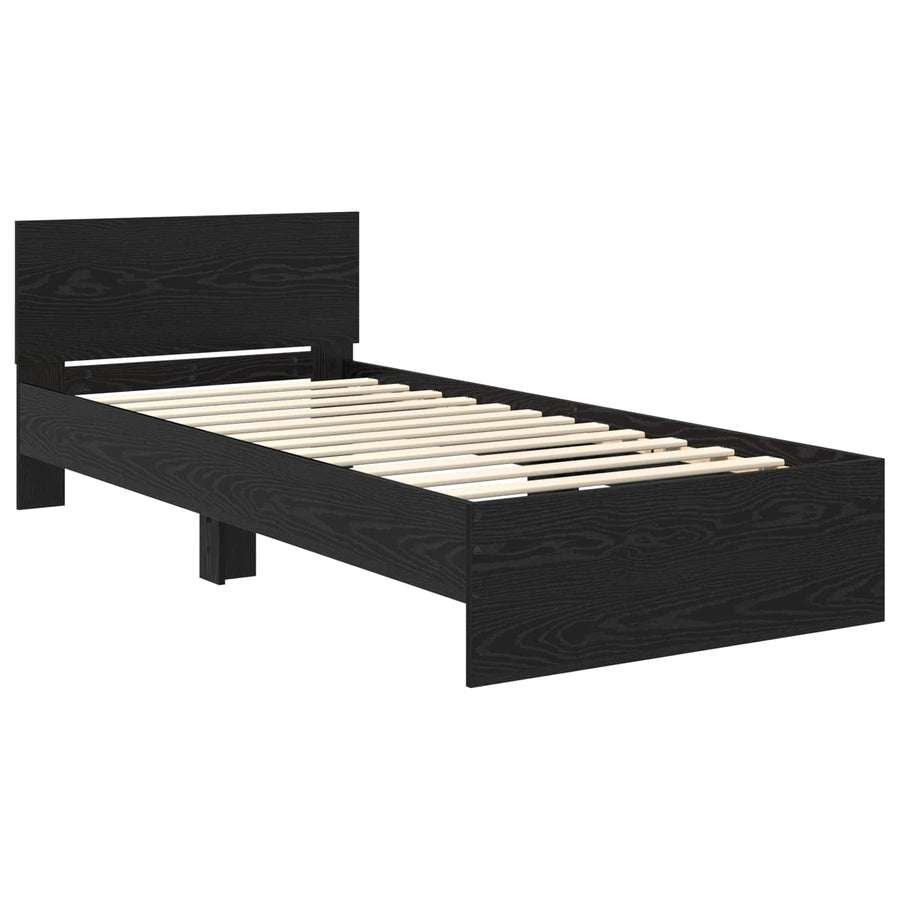 Bed Frame met LED Zwart eiken 80 x 200 cm Bewerkt hout