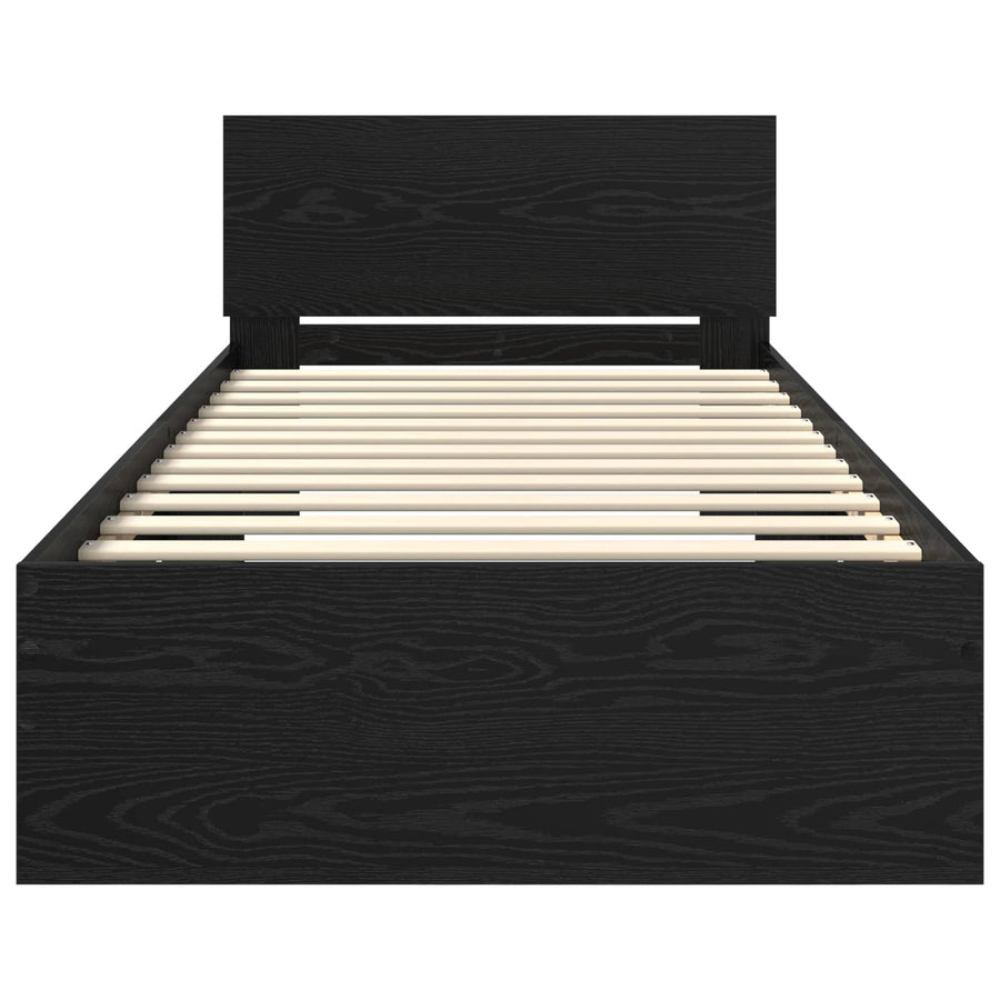 Bed Frame met LED Zwart eiken 80 x 200 cm Bewerkt hout