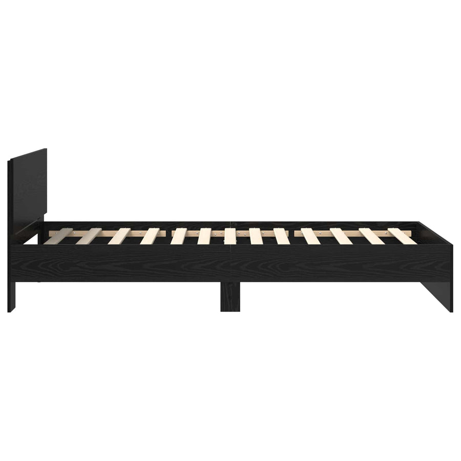 Bed Frame met LED Zwart eiken 80 x 200 cm Bewerkt hout