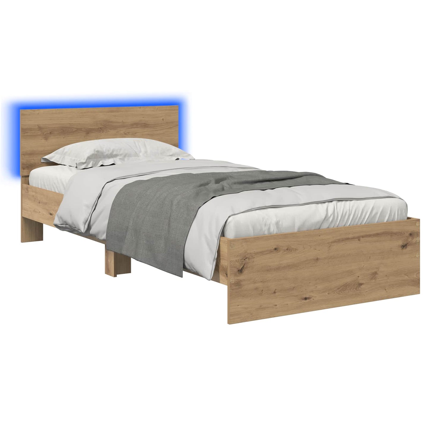 Bed Frame met LED Artisanaal eiken 80 x 200 cm Bewerkt hout