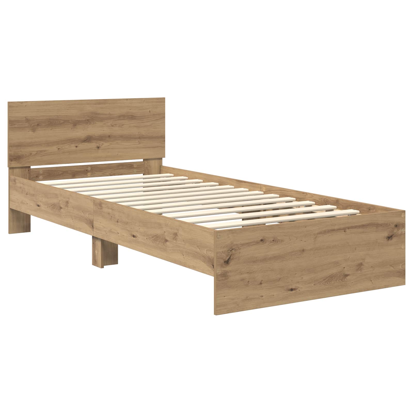 Bed Frame met LED Artisanaal eiken 80 x 200 cm Bewerkt hout