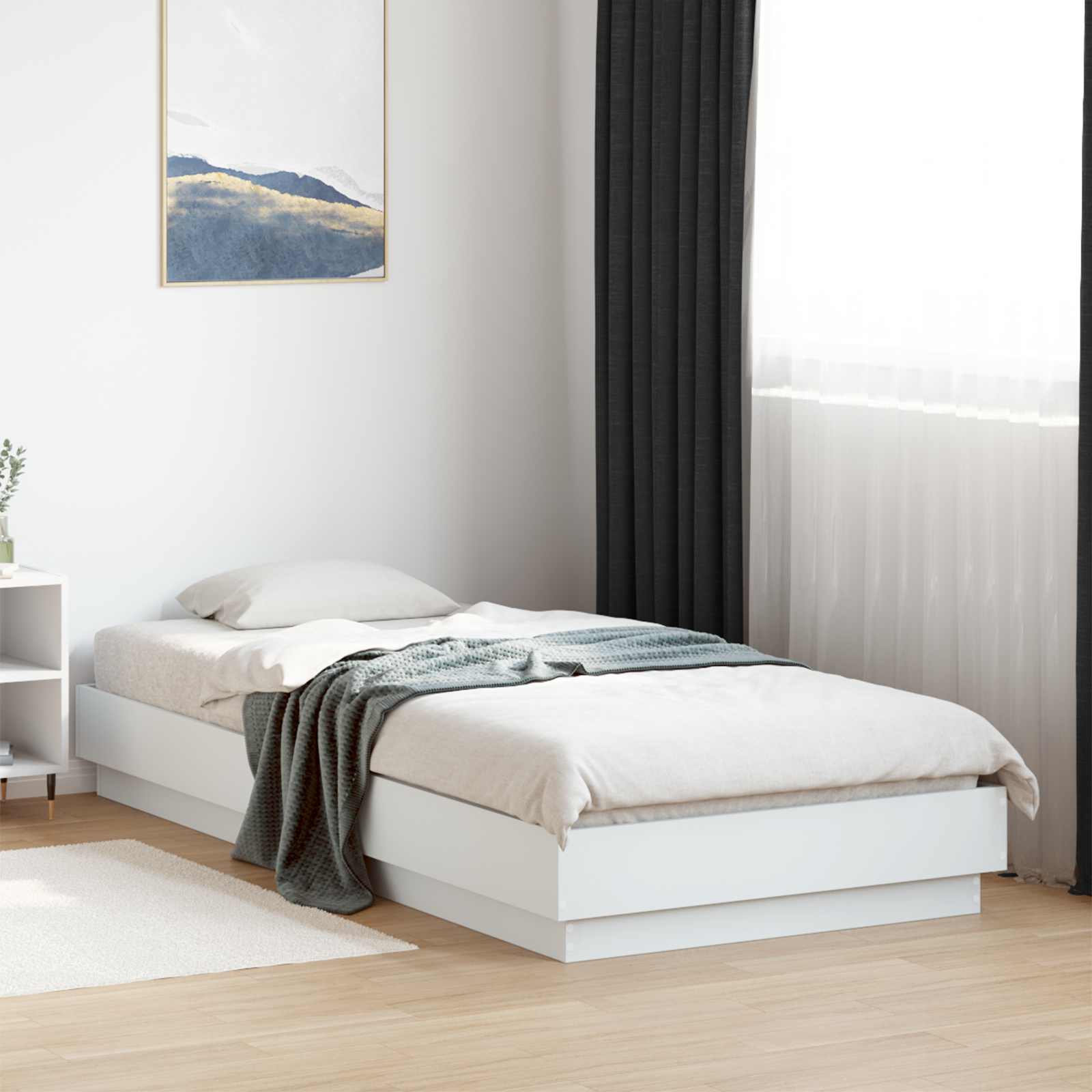 Bed Frame met LED Wit 80 x 200 cm Bewerkt hout
