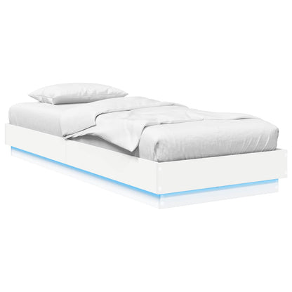 Bed Frame met LED Wit 80 x 200 cm Bewerkt hout