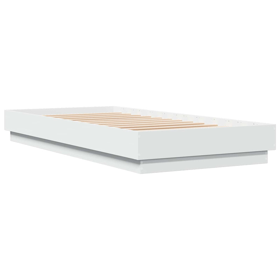 Bed Frame met LED Wit 80 x 200 cm Bewerkt hout