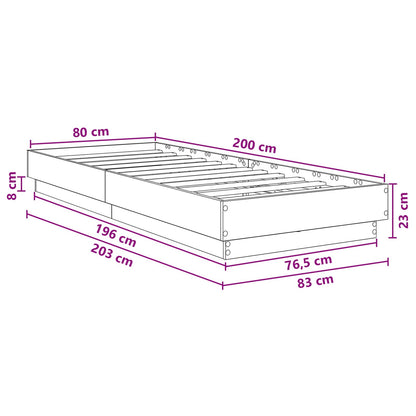 Bed Frame met LED Wit 80 x 200 cm Bewerkt hout