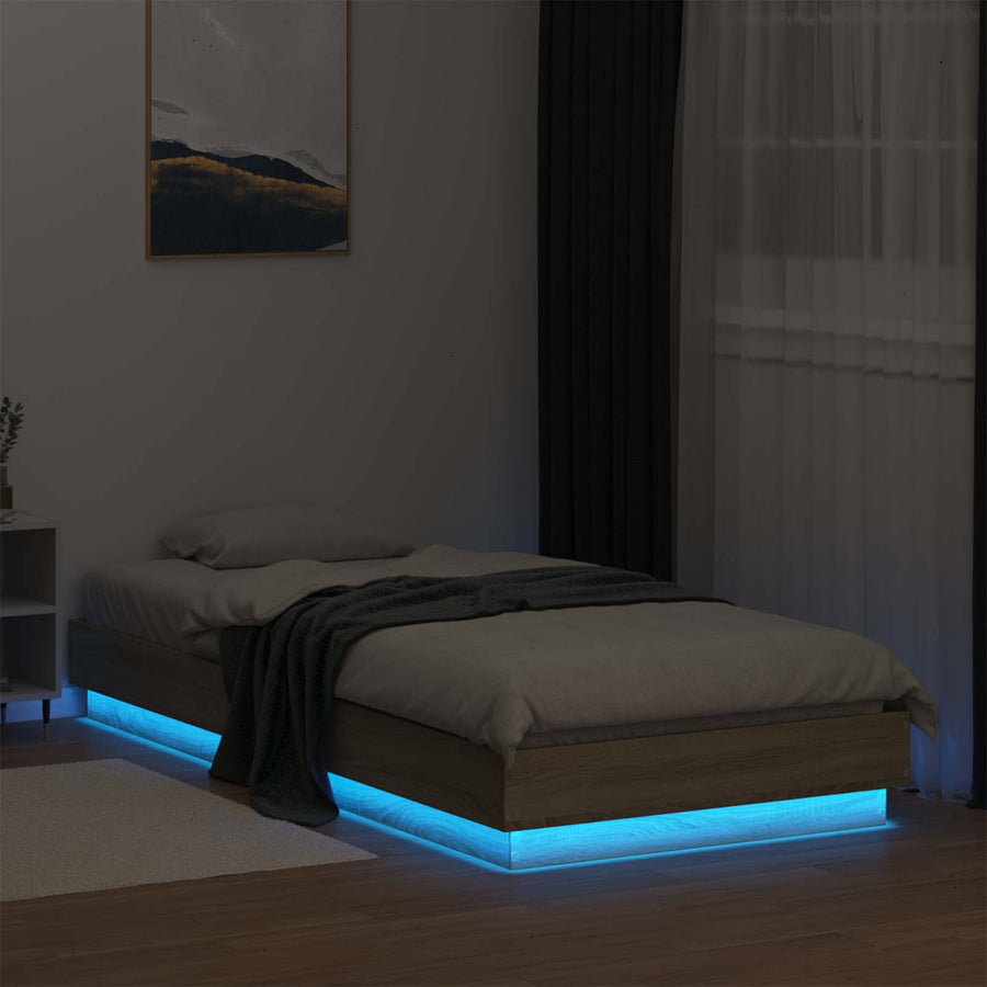 Bed Frame met LED Sonoma Eiken 80 x 200 cm Bewerkt hout