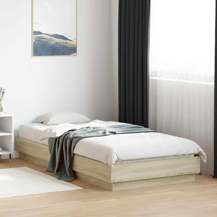 Bed Frame met LED Sonoma Eiken 80 x 200 cm Bewerkt hout
