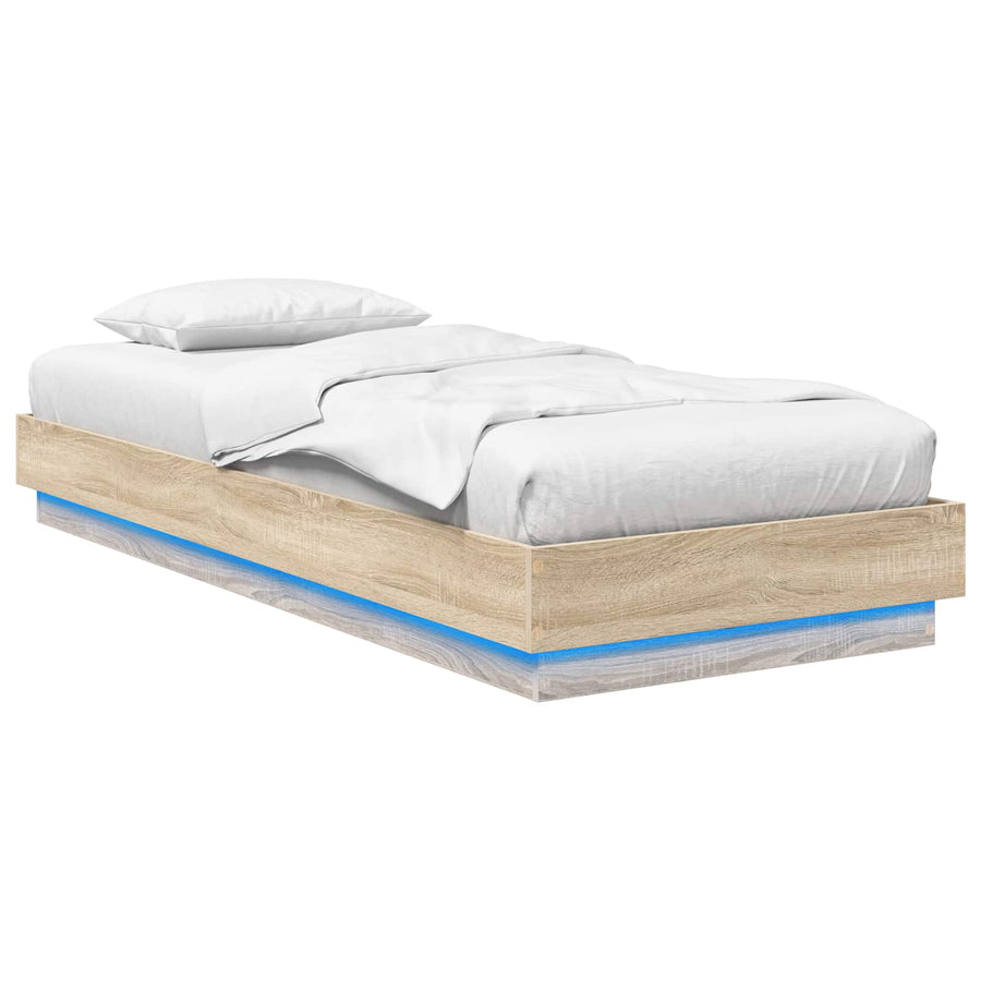 Bed Frame met LED Sonoma Eiken 80 x 200 cm Bewerkt hout