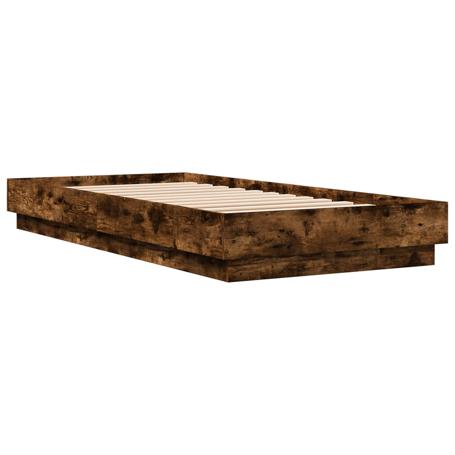 Bed Frame met LED Gerookt eiken 80 x 200 cm Bewerkt hout