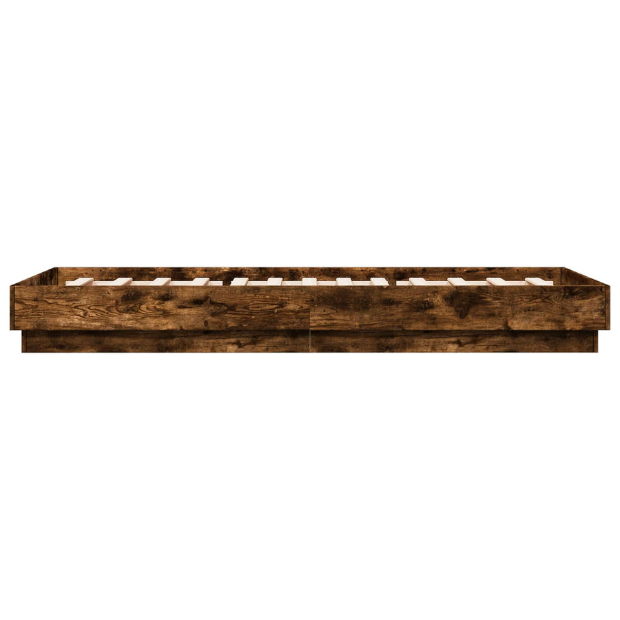 Bed Frame met LED Gerookt eiken 80 x 200 cm Bewerkt hout