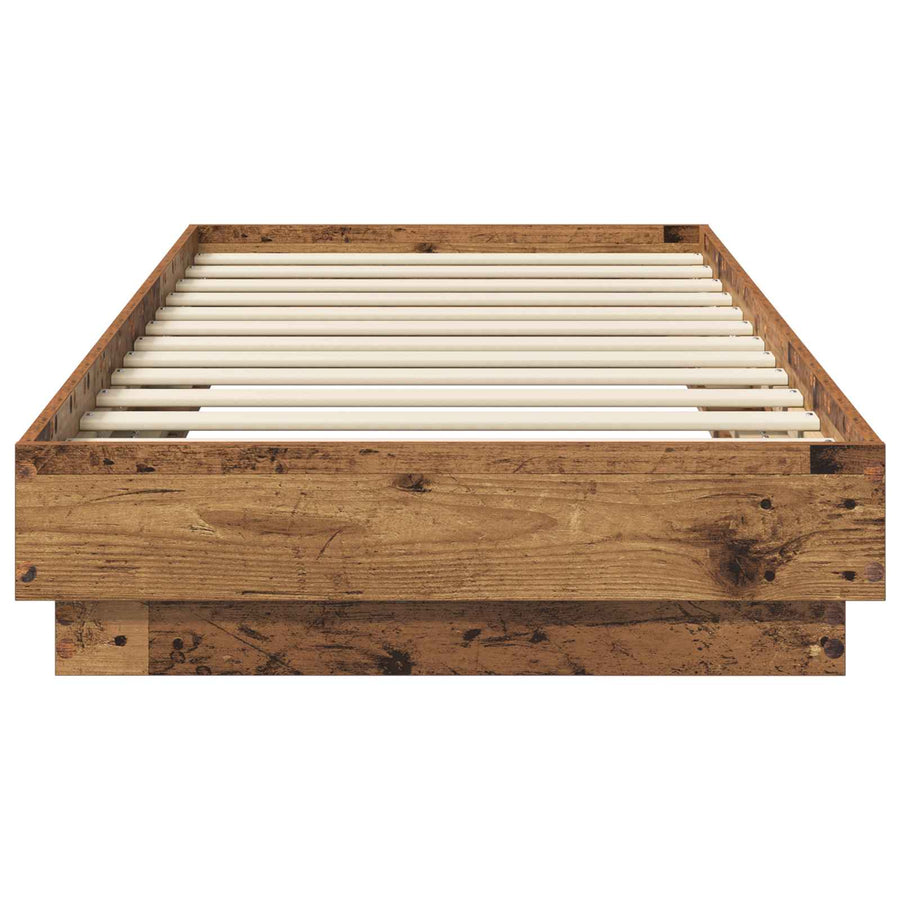 Bed Frame met LED Oud hout 80 x 200 cm Bewerkt hout